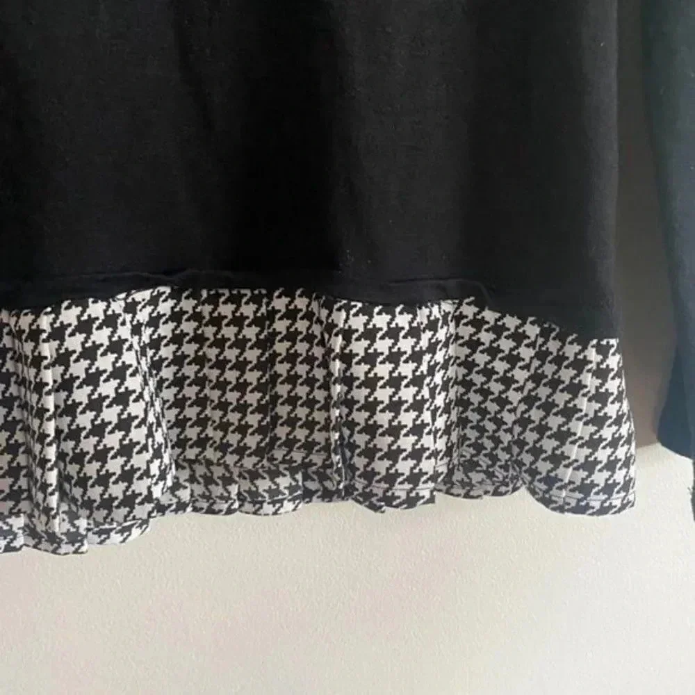 J Crew Black Top with Gingham Ruffle